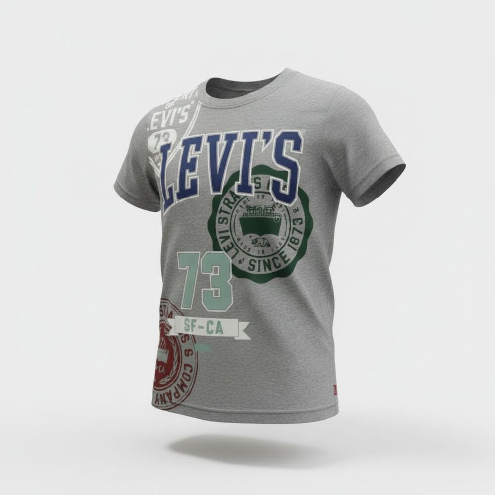 Levi's Boys Gray Graphic Logo T-Shirt Size Small 8-10 Short Sleeve